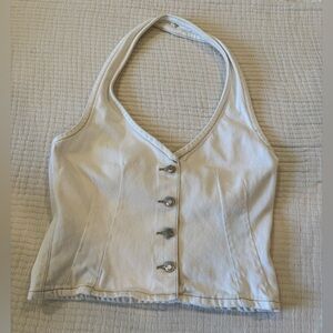 Cotton On White Button-Up Crop Top
